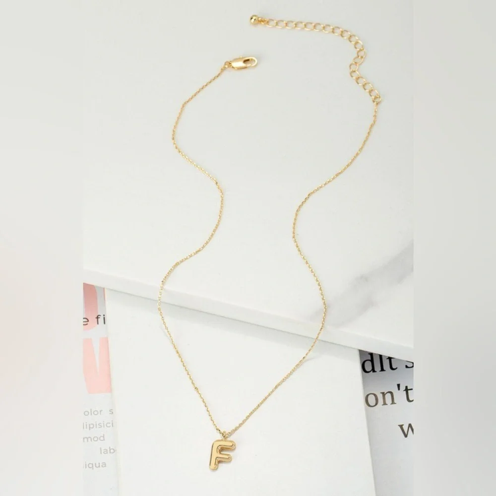 Gold Bubble Initial Necklace (4000)